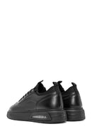 Men's Black Lace-Up Thick Sole Leather Sneakers | Derimod