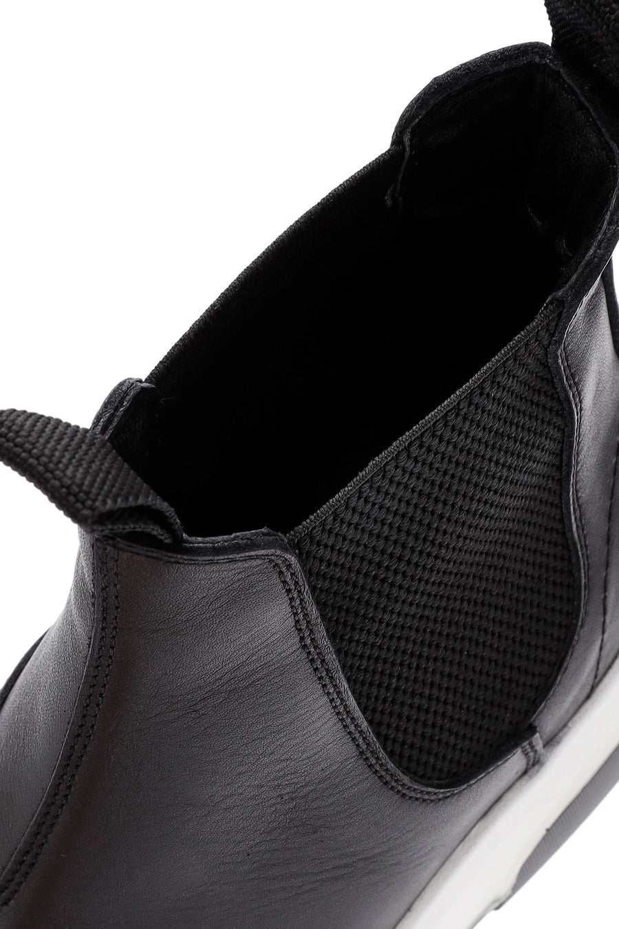 Men's Black Thick Sole Leather Casual Chelsea Boots