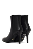 Women's Black Zippered High Thin Heel Leather Boot | Derimod