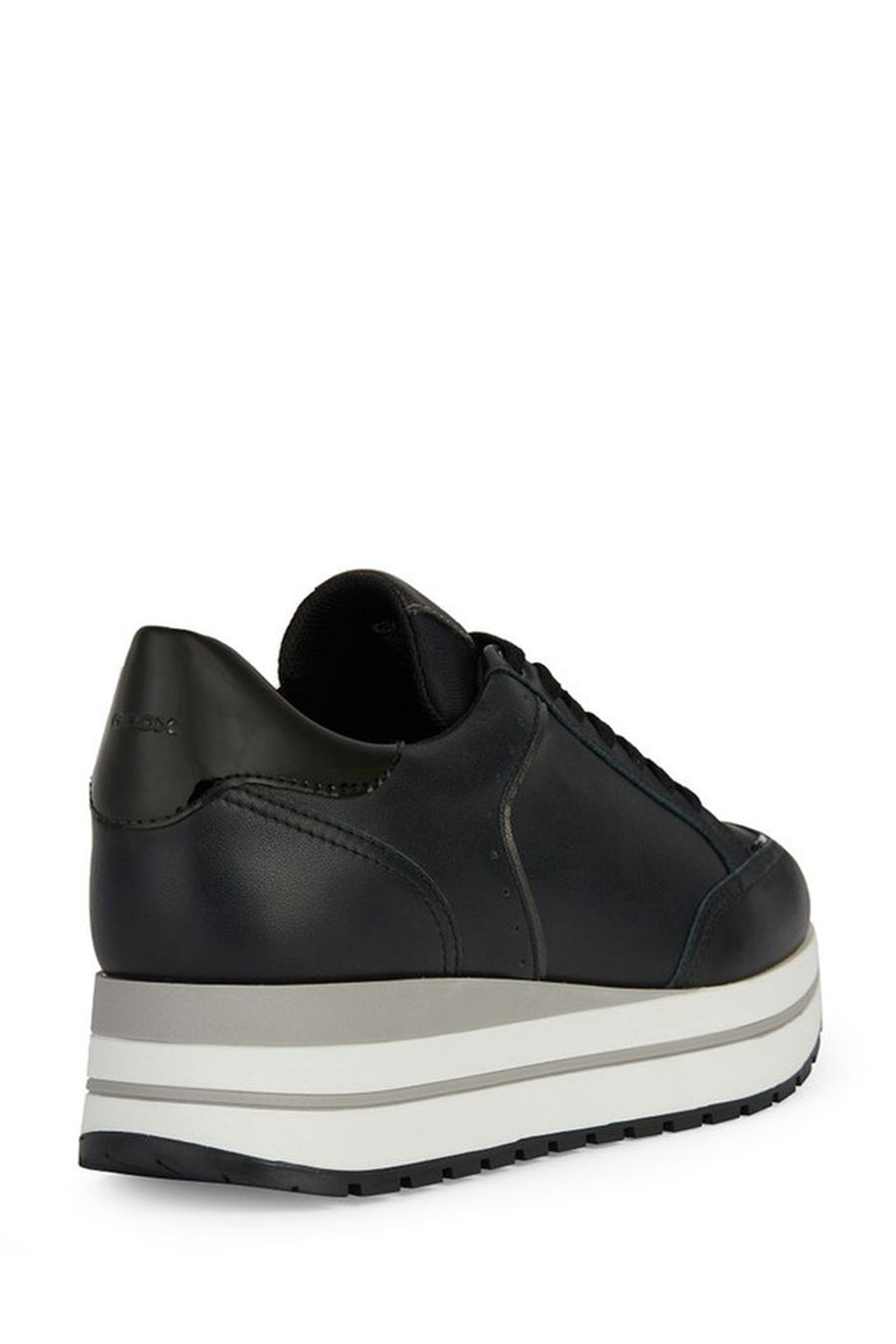 Geox Women's Black Kency Thick Sole Lace-Up Leather Sneaker