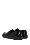 Women's Black Leather Masculine Loafer | Derimod