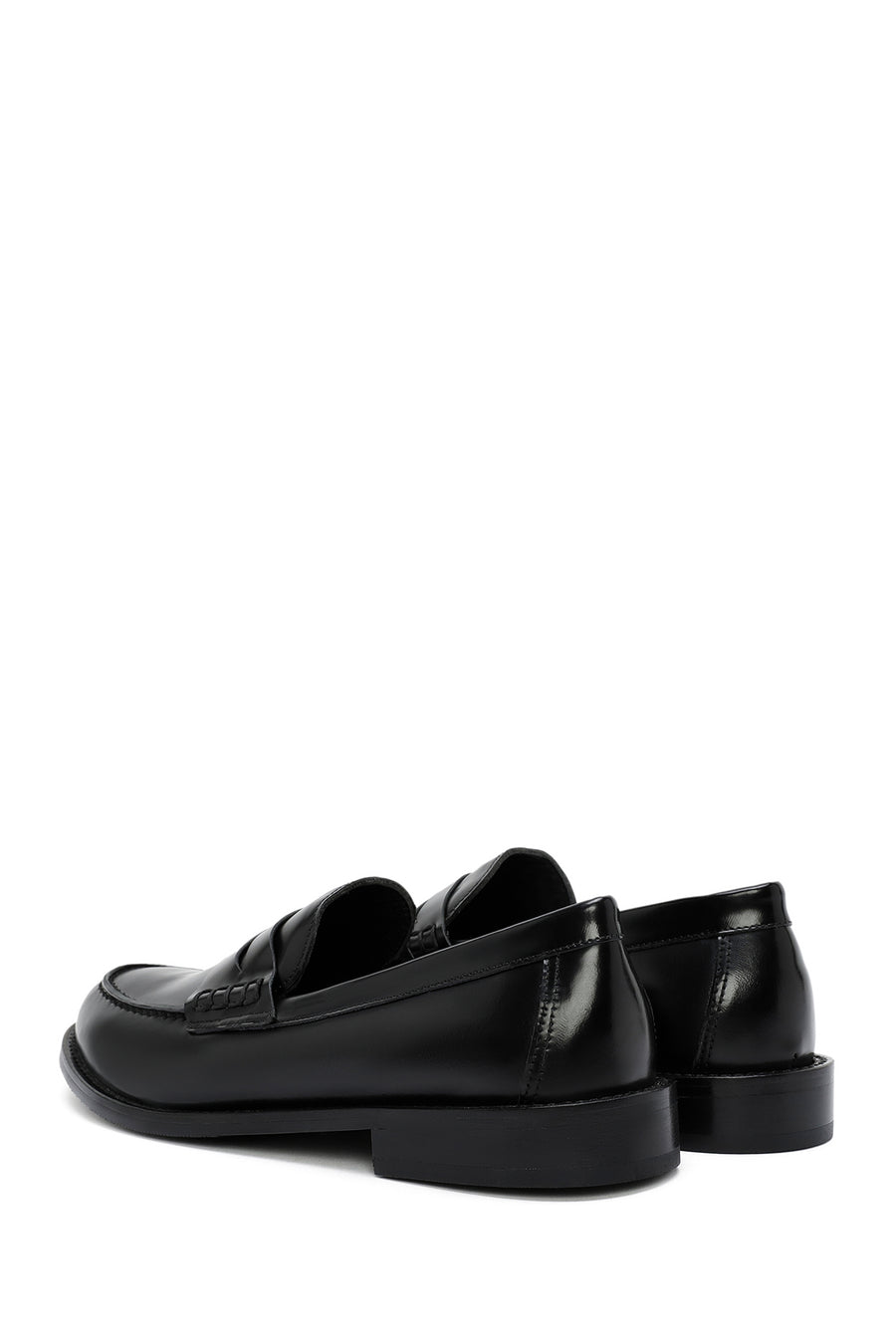 Women's Black Leather Masculine Loafer
