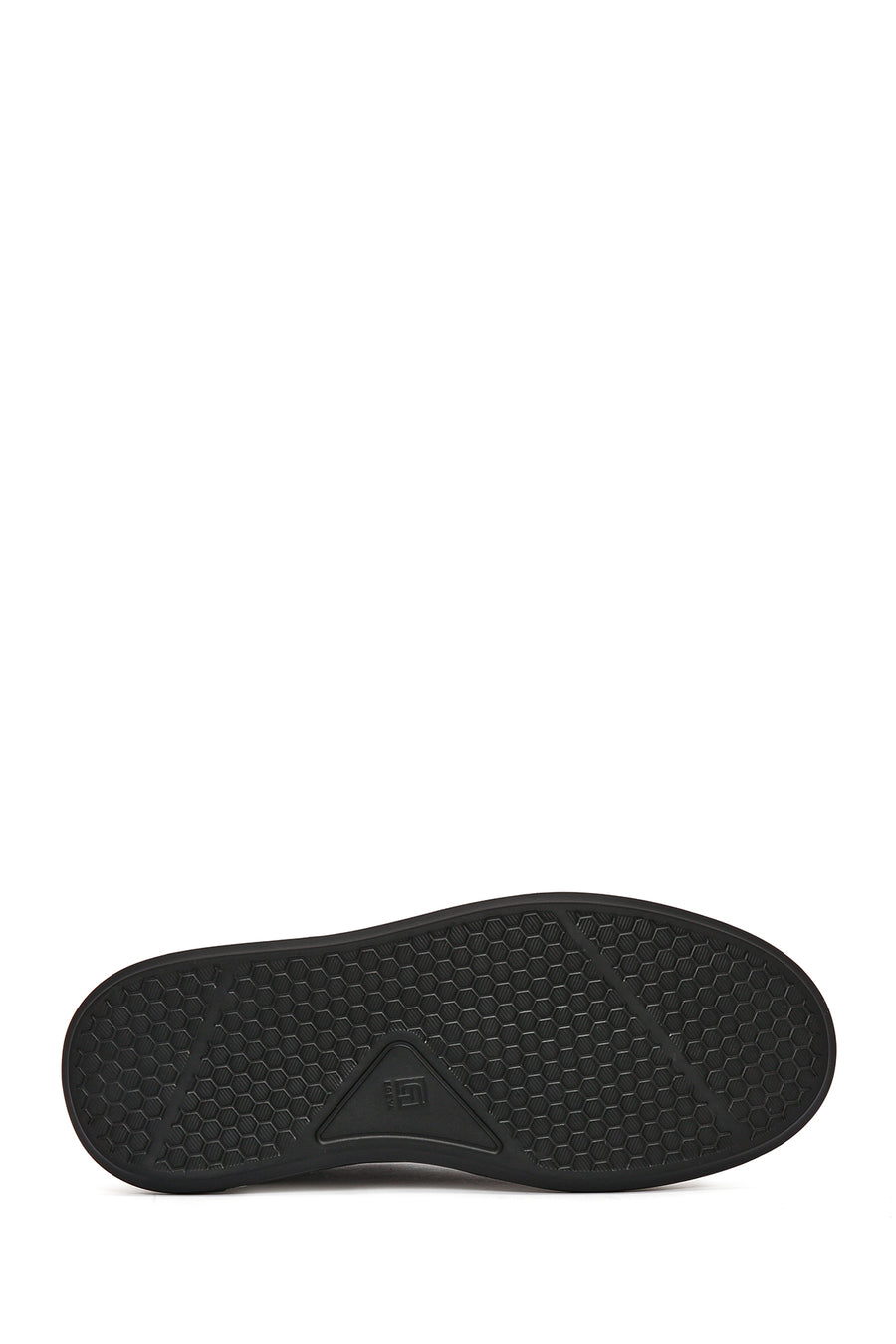 Men's Black Lace-up Thick-Sole Leather Sneaker