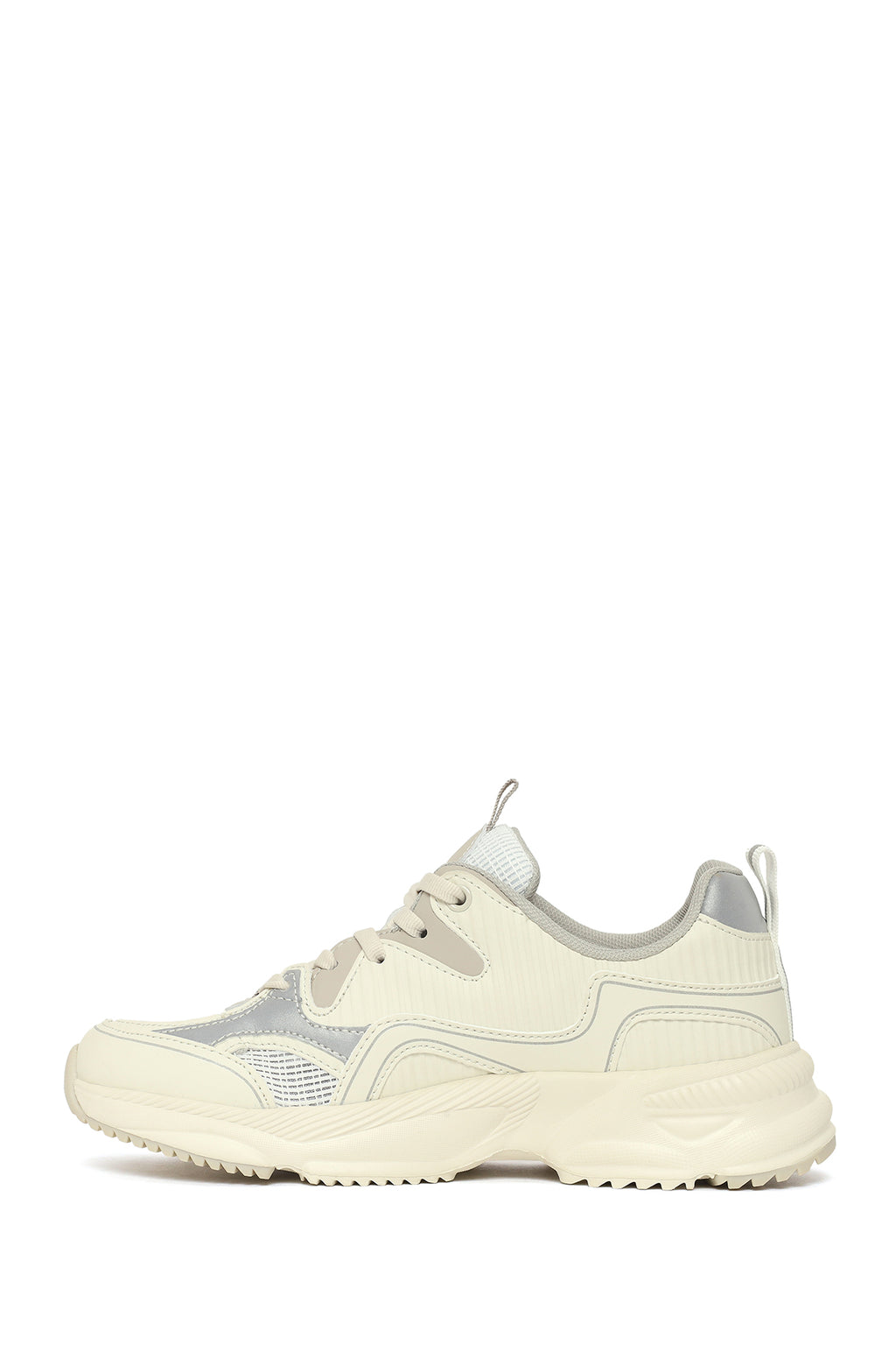 Kadın Gri Kalın Tabanlı Bağcıklı Sneaker
