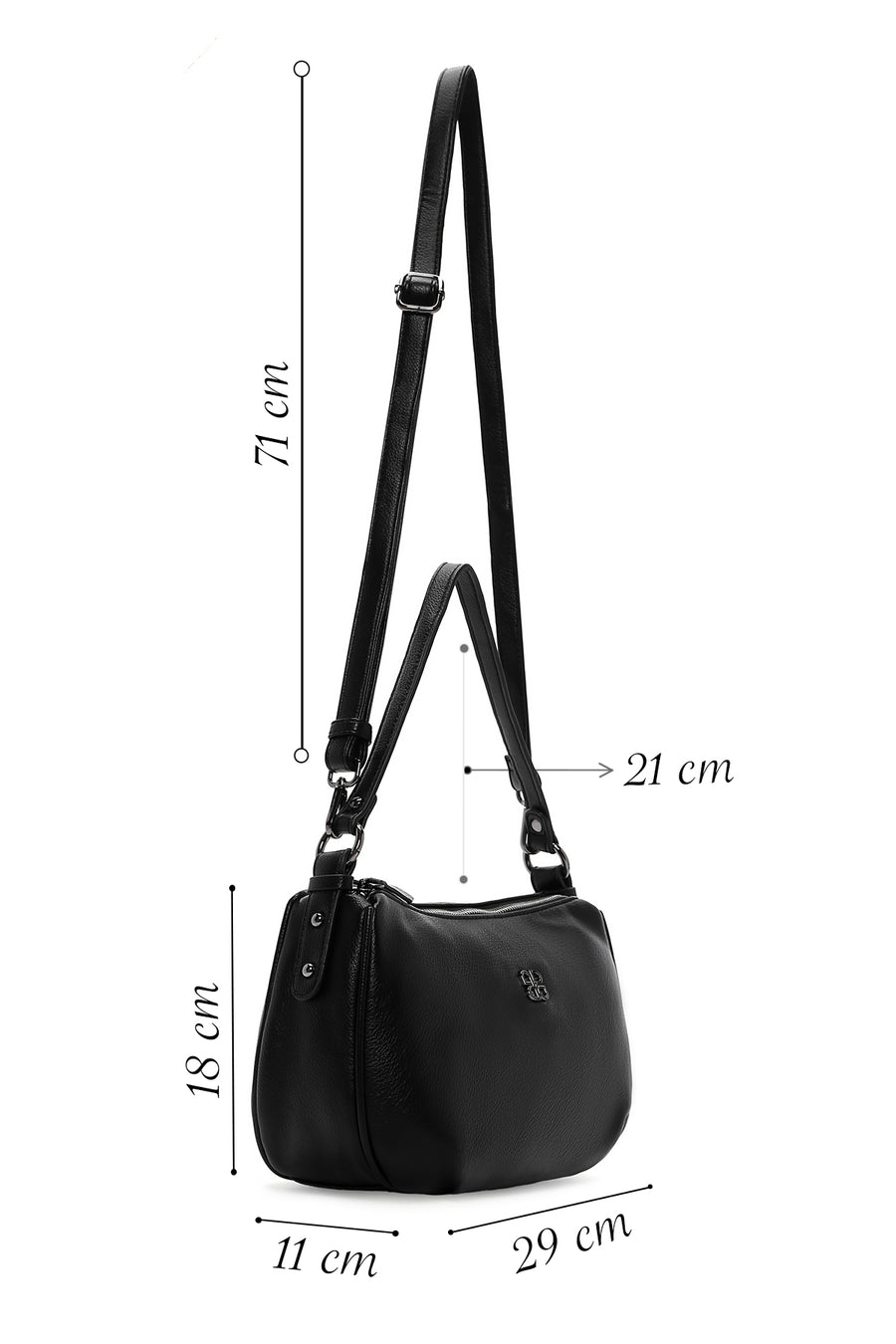 Woman Black Long-Strap Casual Shoulder Bag