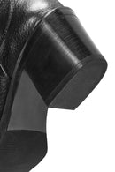 Woman Black Chunky Heels Leather Cowboy Boots | Derimod