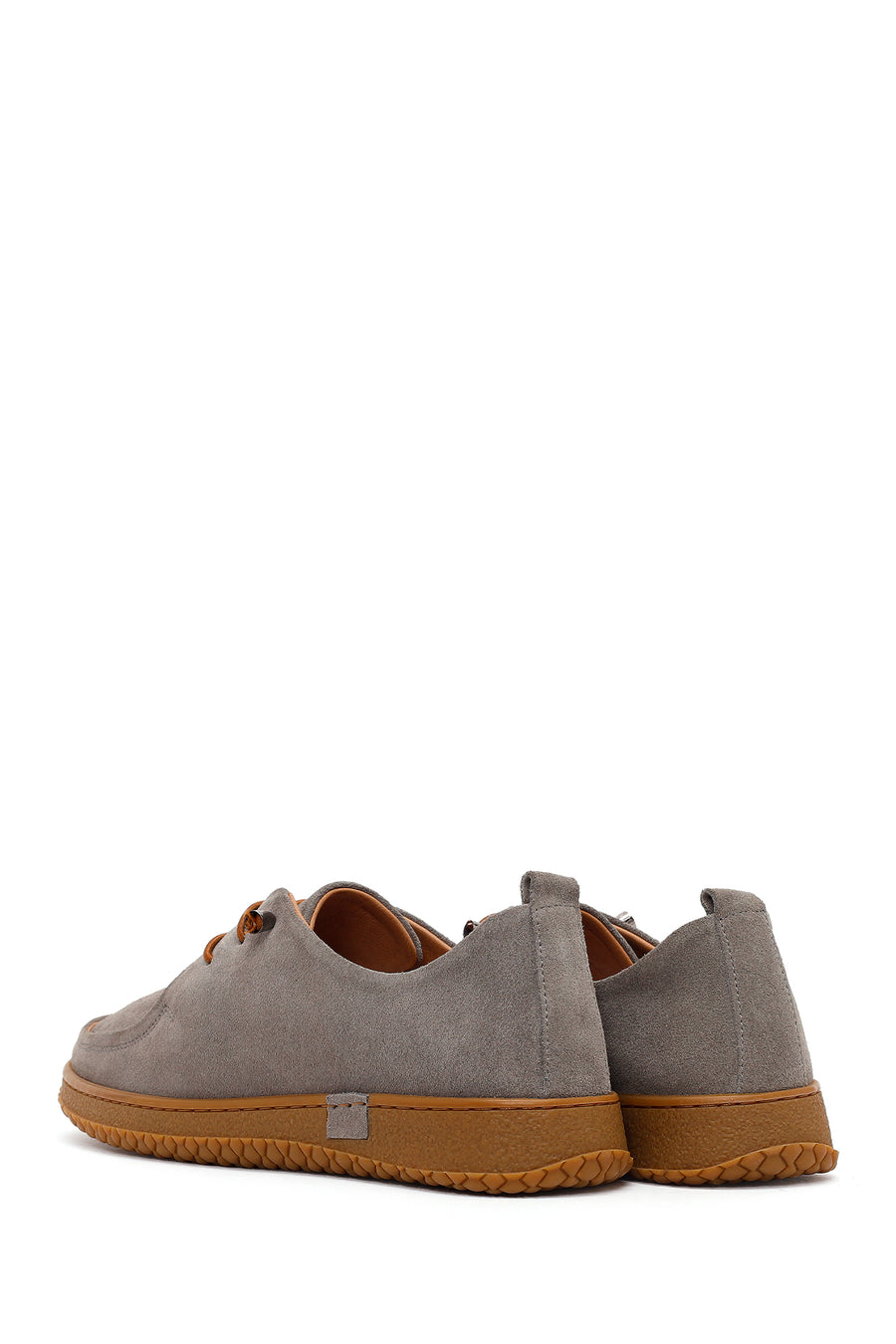 Women's Grey Lace-up Suede Leather Comfort Shoes