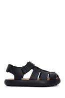 Camper Men's Black Pelotas Flota Leather Sandals | Derimod