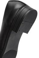 Women's Black Buckle Detailed Leather Masculine Loafer | Derimod