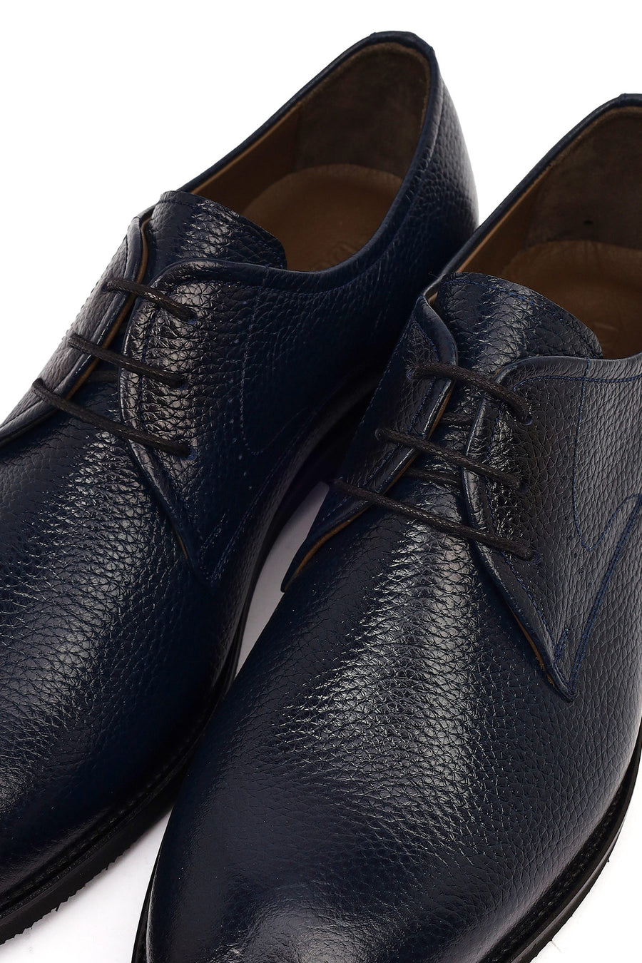 Men's Navy Blue Lace-up Leather Casual Shoes