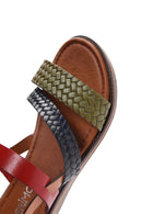 Women's Multicolored Leather Bodrum Sandals | Derimod