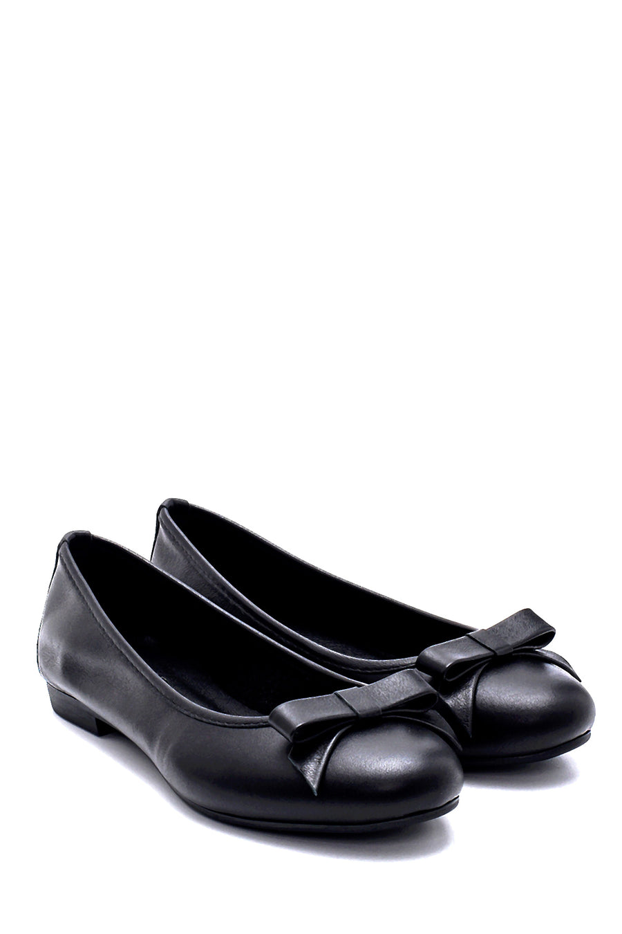 Women's Leather Bow Detailed Ballerinas