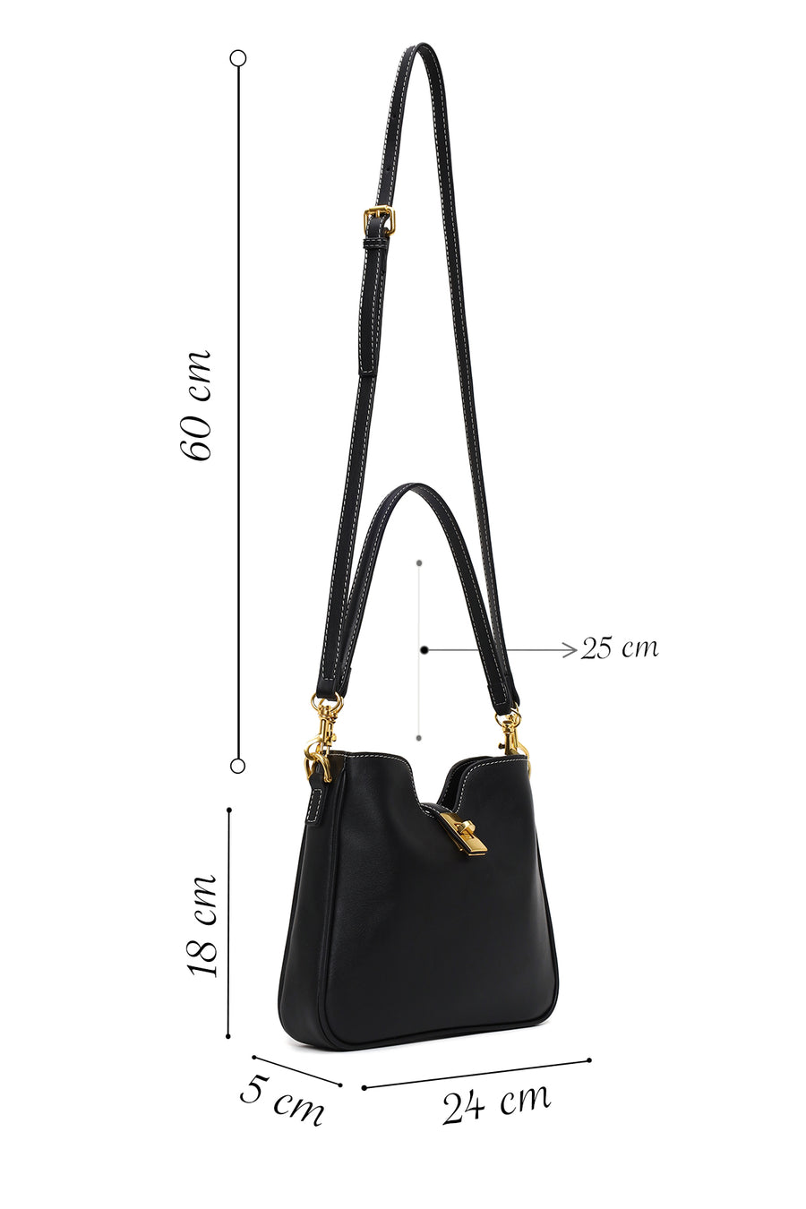 Woman Black Long-Strap Shoulder Bag