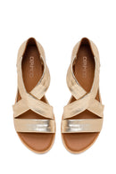 Women's Gold Chunky Metallic Leather Sandals | Derimod