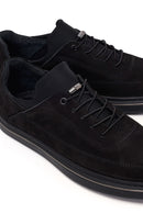 Male Black Lace-Up Nubuck Leather Casual Sneakers | Derimod