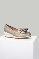 Bronze Wedge Heels Women's Leather Loafer | Derimod