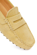 Women's Yellow Suede Leather Loafer | Derimod