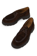 Woman Brown Lace-Up Thick-Soled Suede Casual Shoes | Derimod