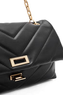 Women's Black Chain Strap Quilted Shoulder Bag | Derimod