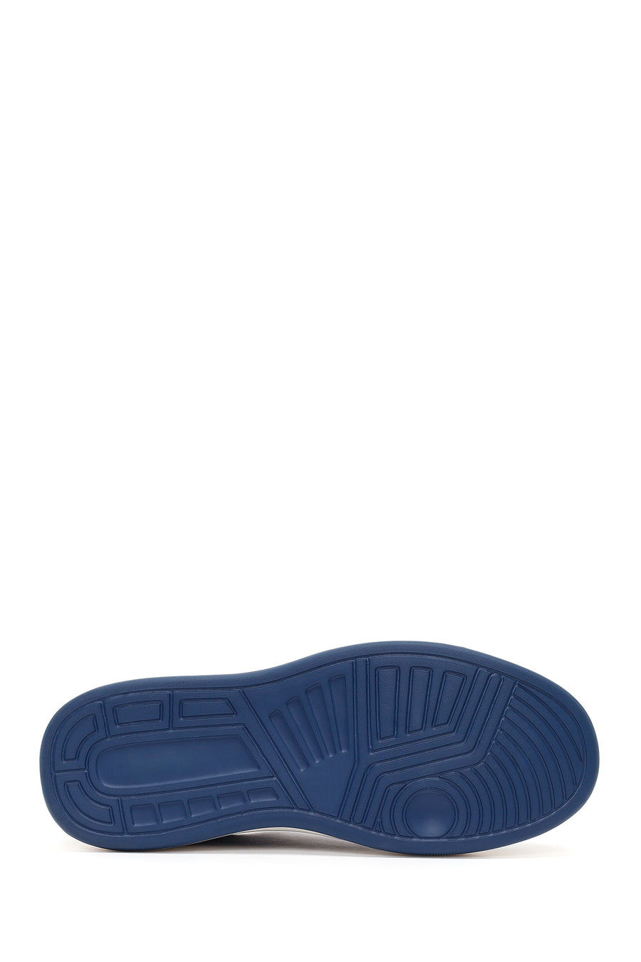 Erkek Lacivert Bağcıklı Kalın Tabanlı Deri Sneaker