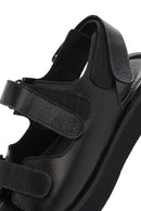 Women's Black Strappy Leather Sandals | Derimod
