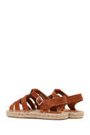 Women's Brown Buckled Suede Leather Espadrille Sandals | Derimod
