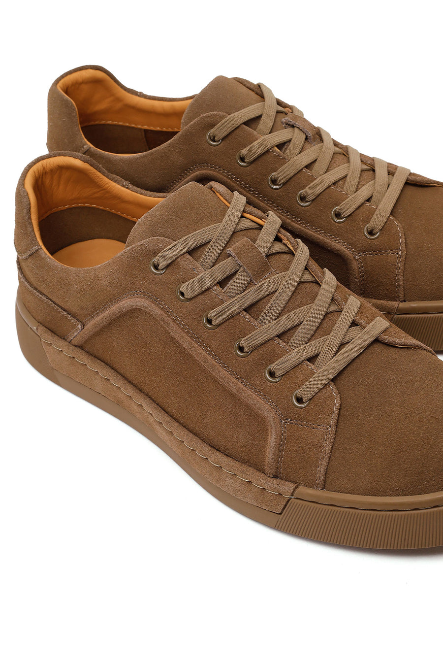 Erkek Vizon Bağcıklı Süet Deri Sneaker