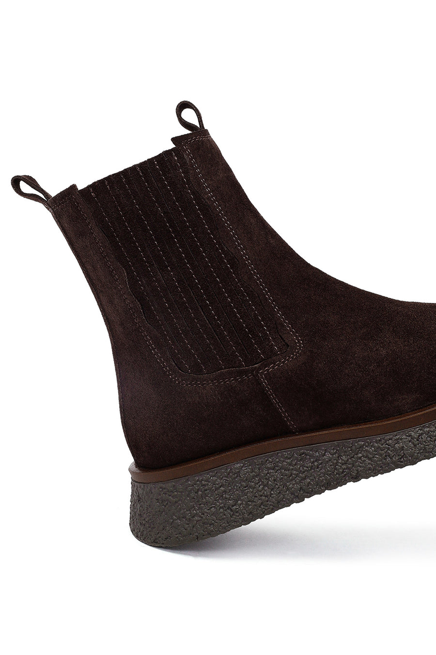 Woman Brown Thick-Soled Suede Chelsea Boots