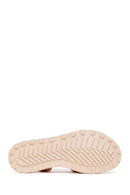 Woman Beige Buckled Leather Sandal | Derimod