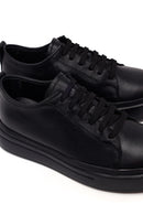 Male Black Lace-Up Thick-Soled Leather Sneaker | Derimod
