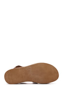 Women's Tan Suede Leather Comfort Sandals | Derimod