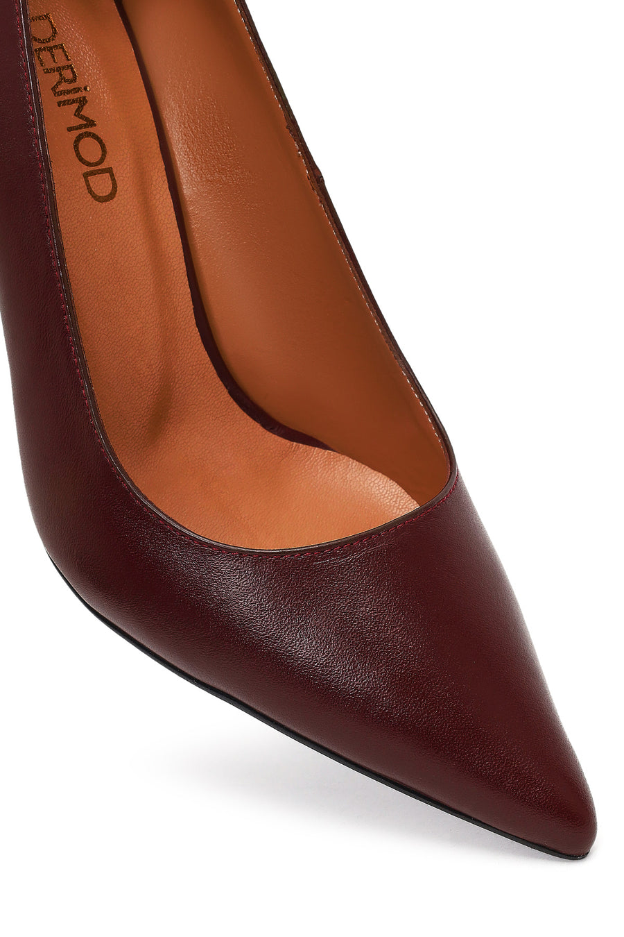 Women's Burgundy Thin Heeled Leather Stiletto