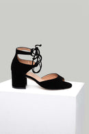 Suede Ankle Strap Women's Heeled Leather Sandals | Derimod