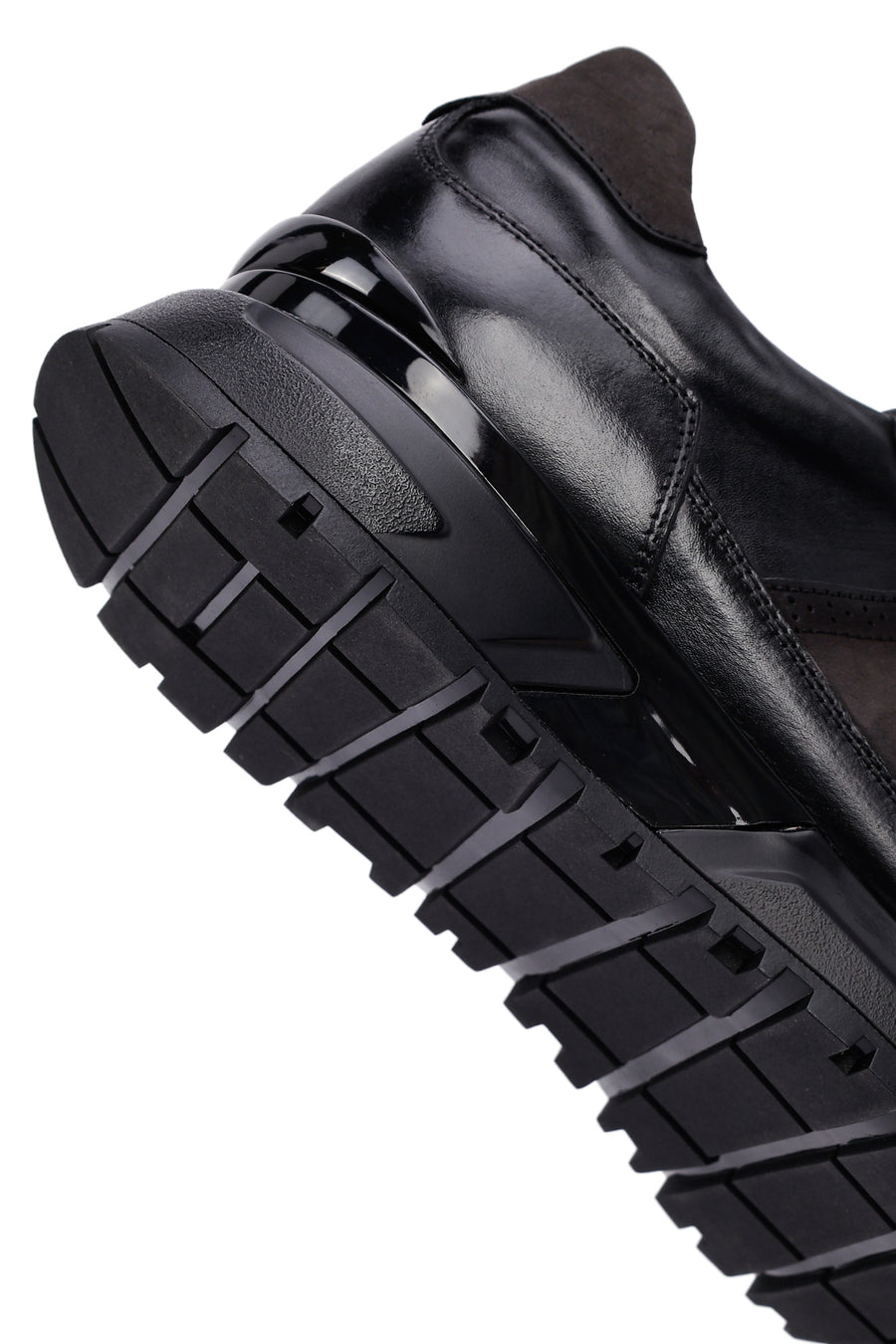 Erkek Siyah Bağcıklı Kalın Tabanlı Deri Casual Sneaker