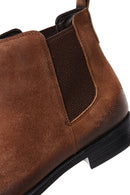 Men's Brown Suede Leather Chelsea Flat Boots | Derimod