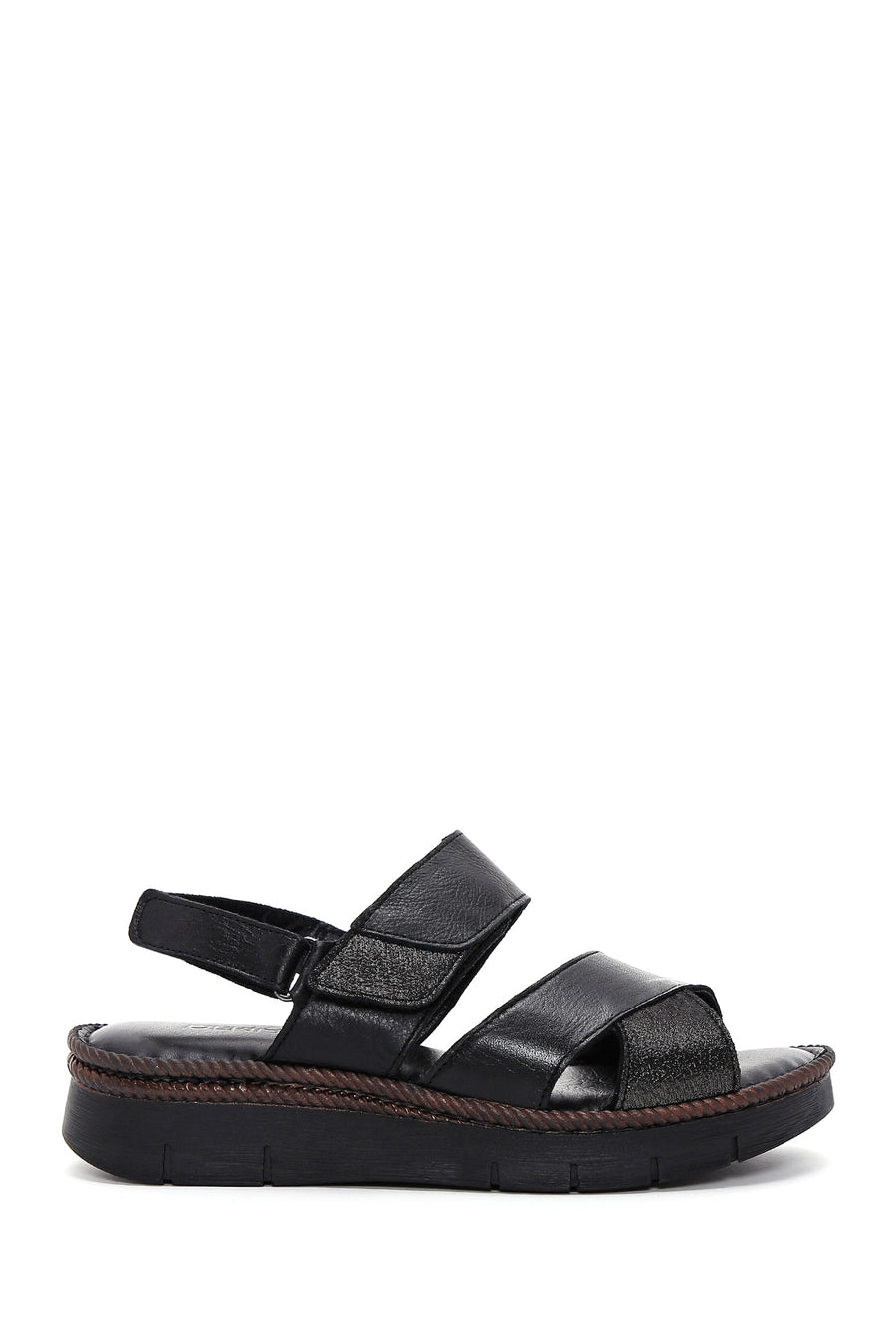 Kadın Siyah Deri Comfort Sandalet 23SFD320518 | Derimod
