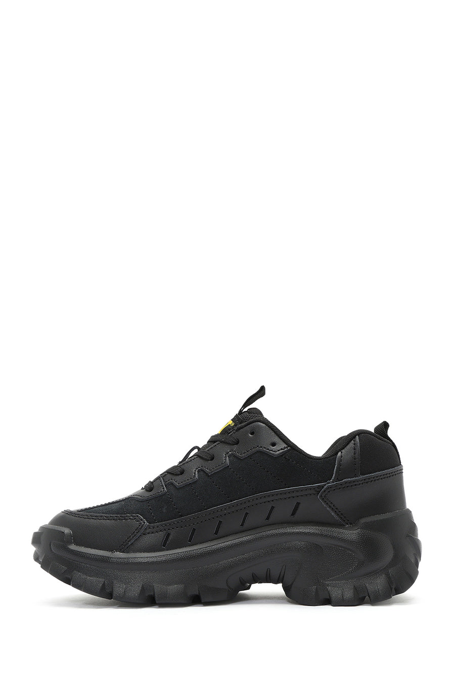 Caterpillar Men's Black Intruder Essential Lace-Up Chunky Sole Leather Sneaker