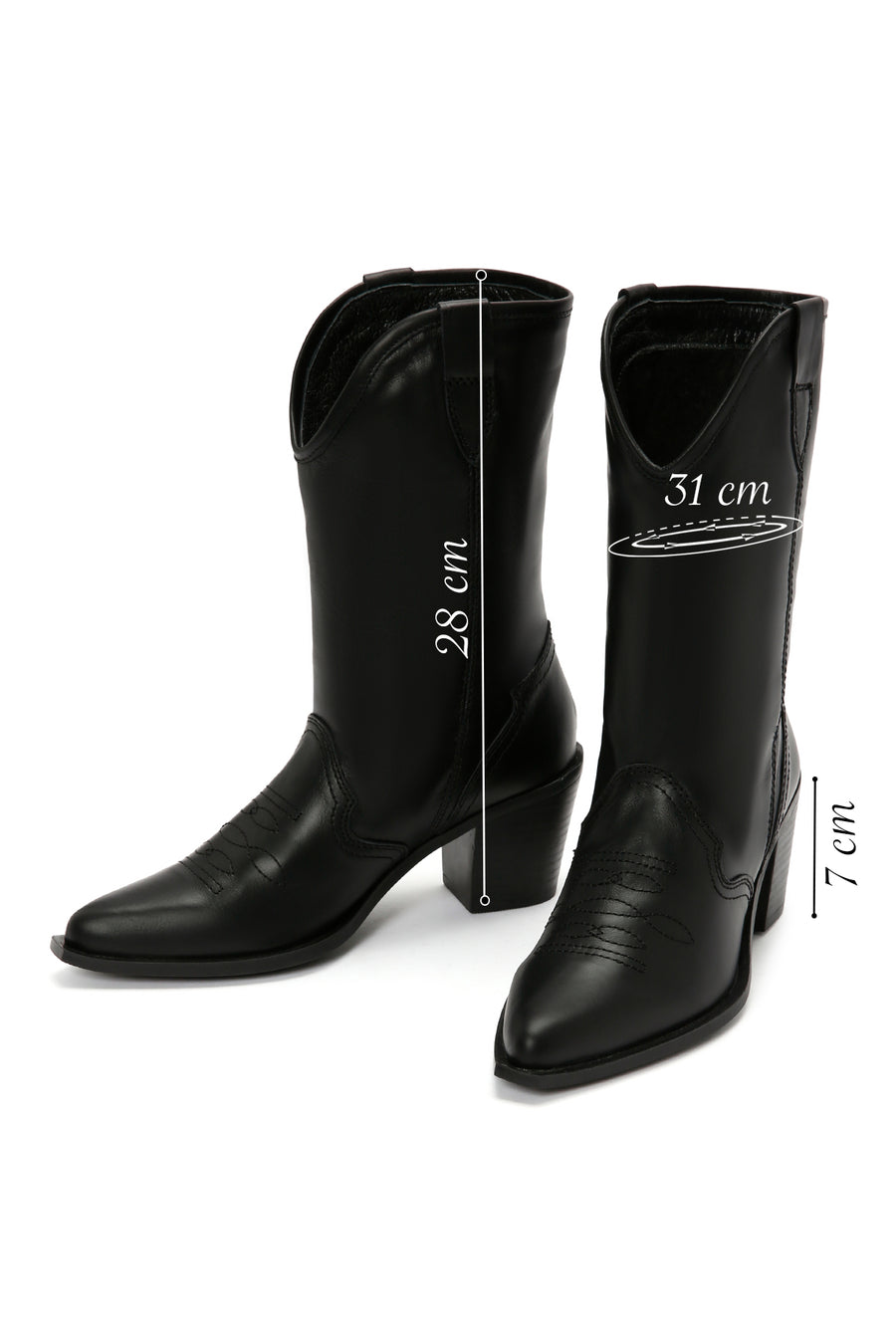 Women's Black Leather Cowboy Boots