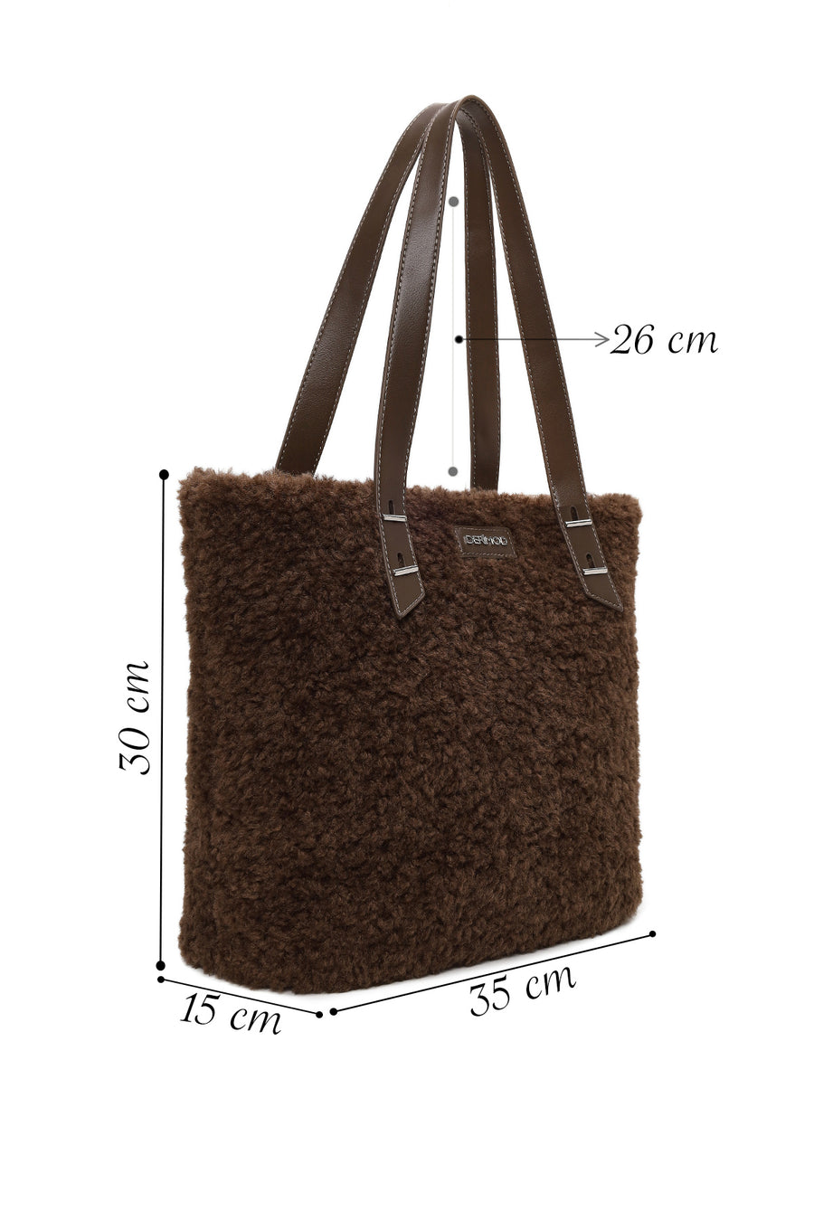 Woman Brown Plush Teddy Shoulder Bag