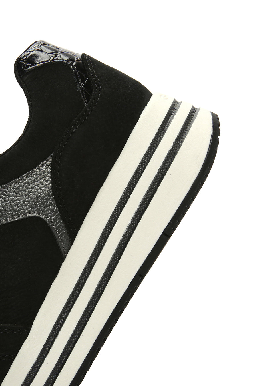 Geox Women's Black Kency Thick Sole Lace-Up Leather Sneaker