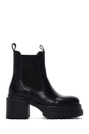 Women's Black Leather Heeled Chelsea Boots | Derimod