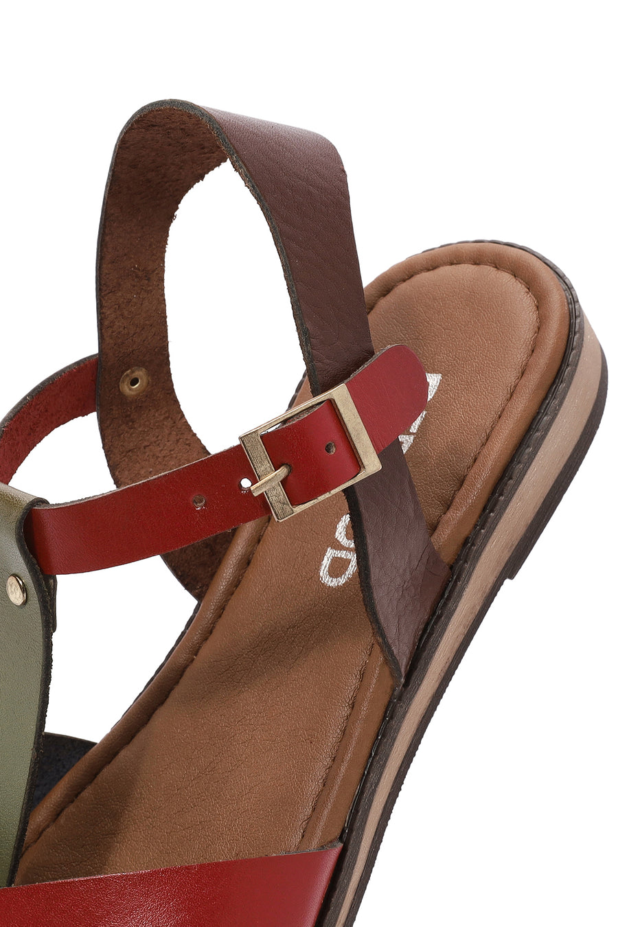 Women's Multicolored Ankle Strap Leather Bodrum Sandals