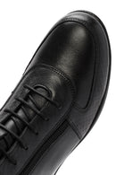 Women's Black Zippered Wedge Heel Leather Comfort Shoes | Derimod