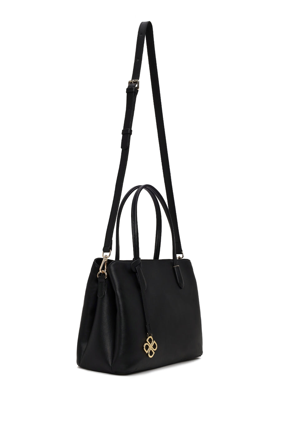 Woman Black Classic Shoulder Bag with Long Strap