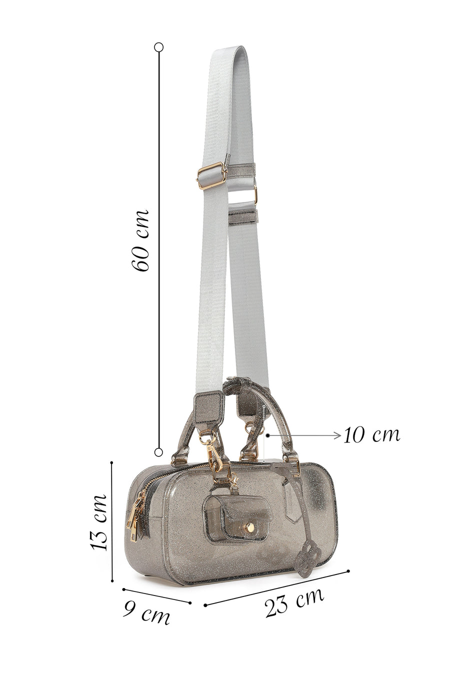 Woman Black Long-Strap Jelly Transparent Shoulder Bag