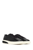 Men's Black Lace-Up Thick-Soled Leather Sneaker | Derimod