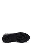 Woman Black Front Zipper Leather Boat | Derimod