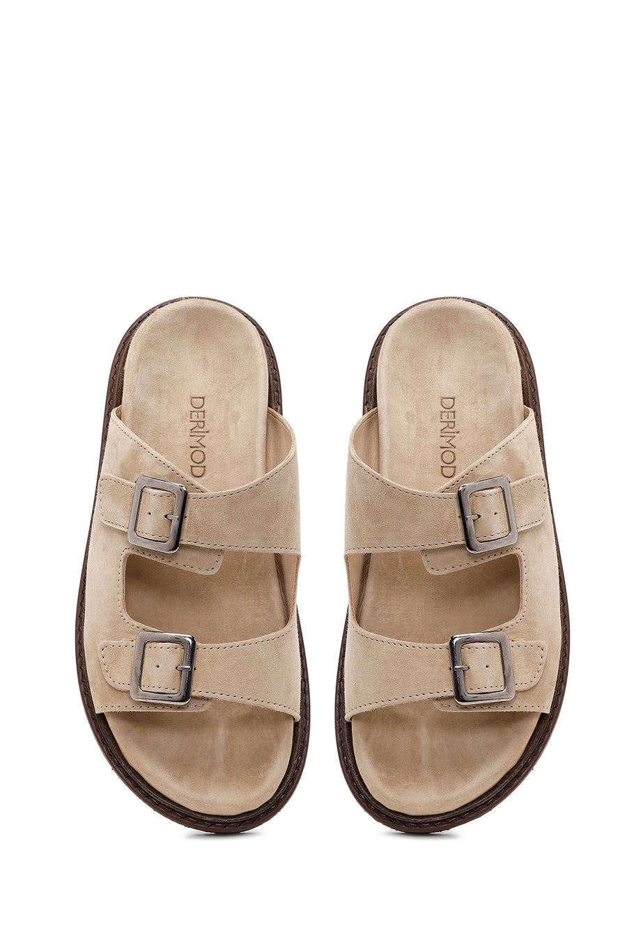 Male Beige Strappy Suede Slipper