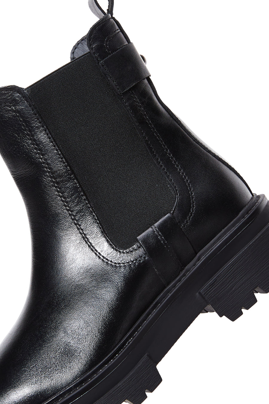 Women's Black Leather Thick Soled Chelsea Boots