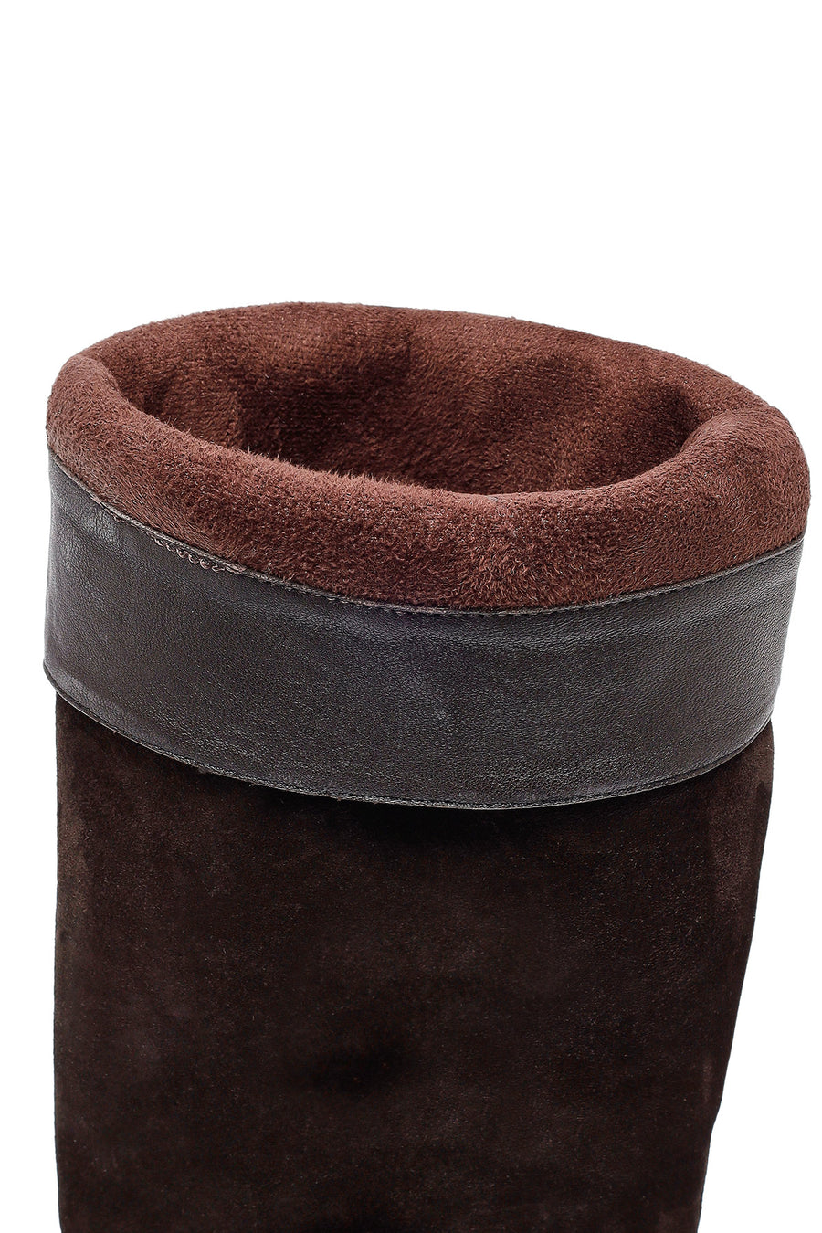 Woman Brown Zippered Chunky Heel Suede Leather Boot